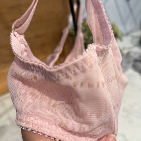 Savage x Fenty flocked logo cotton candy pink sheer with wire bra sexy size 36D - Picture 5 of 8